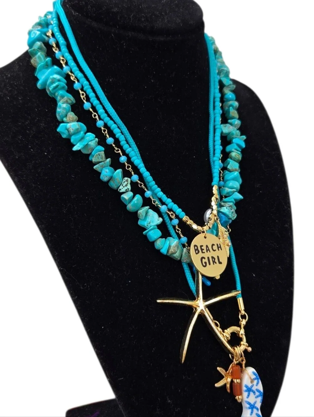 SET! Multi Layer Beaded BEACH GIRL Necklace -